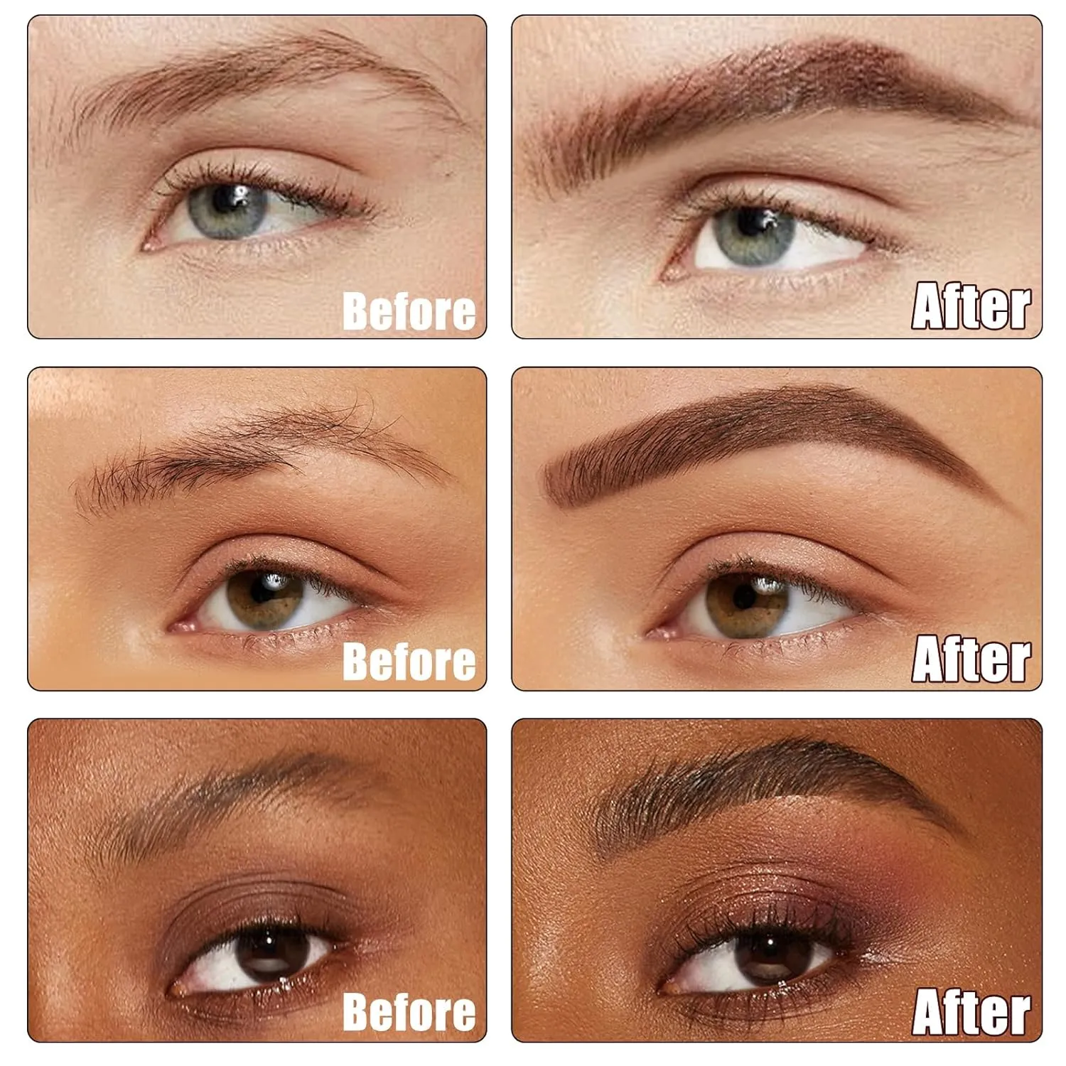 Dual-Ended Unidollss Eyebrow Stamp Stencil Kit for Women,Waterproof Eye brow Stamp Powder, Natural Fill, Define & Shape Brows - Sweatproof Eyebrow Stencils(Black & Gray)
