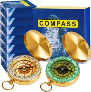 Dunzy 12 Pcs Kids Camping Survival Compass Glow in The Dark Metal Pocket Compass for Kids Hiking Military Navigation Tool for Hiking Hunting Climbing Camping Party Favor Supplies