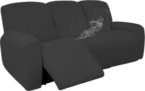 Easy-Going 100% Dual Waterproof Recliner Sofa Cover, 8-Pieces Stretch Relining Couch Cover with Pocket, Jacquard 3 Seat Sofa Slipcover Leakproof Washable (Sofa, Dark Gray)
