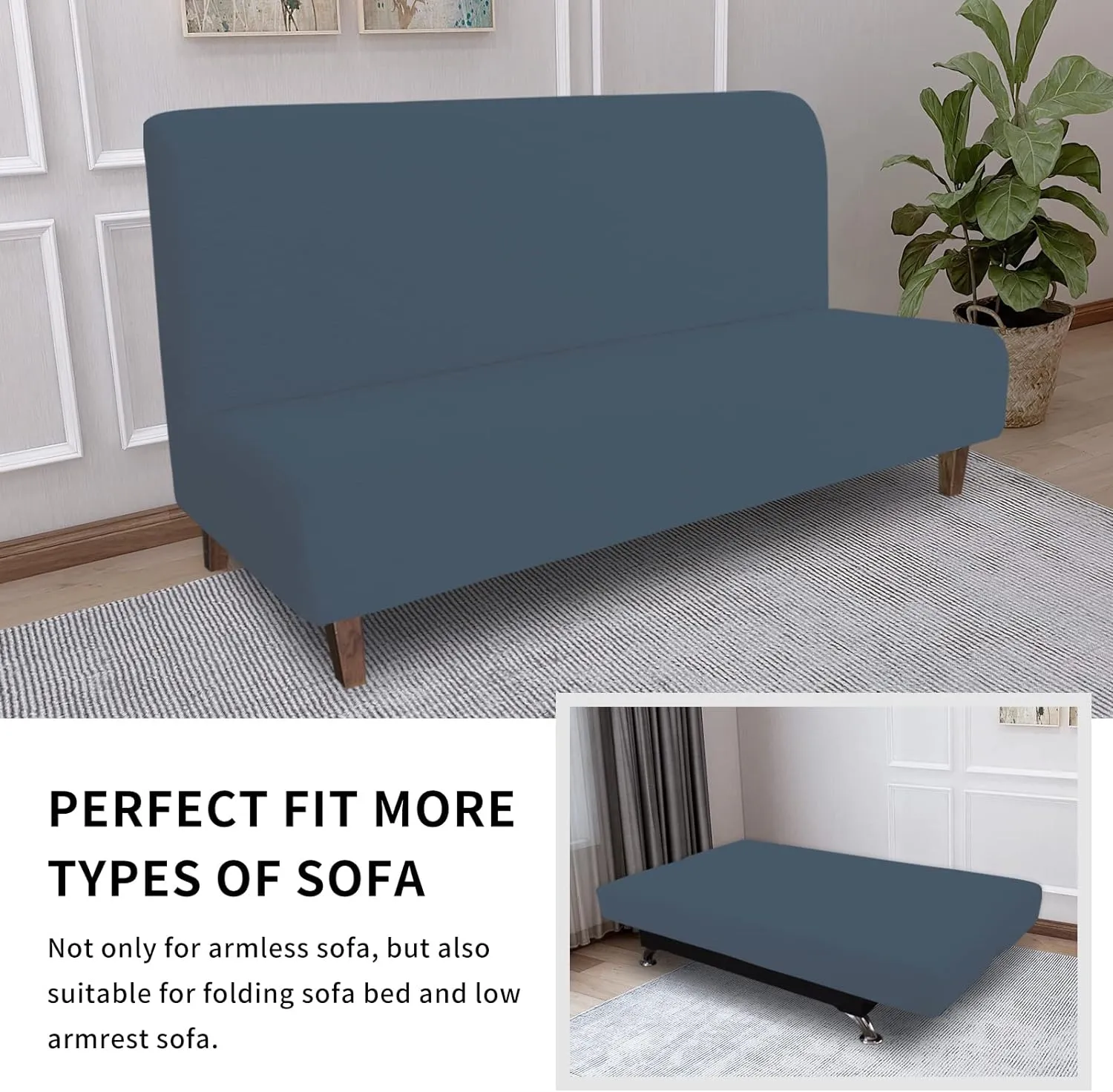 Easy-Going 100% Waterproof Futon Cover, Dual Waterproof Couch Cover, Stretch Jacquard Sofa Cover, Leakproof Furniture Protector for Kids, Pets, Dog and Cat (Bluestone)