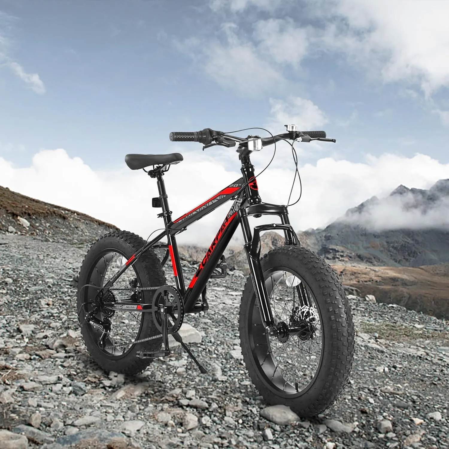 Ecarpat 20/24/26 Inch Fat Tire Mountain Bikes 7-Speed with Mechanical Disc Brakes Front Suspension, Mens Womens All Terrain Mountain Winter Snow Bicycles
