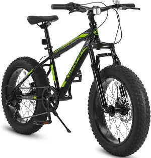 Ecarpat 20/24/26 Inch Fat Tire Mountain Bikes 7-Speed with Mechanical Disc Brakes Front Suspension, Mens Womens All Terrain Mountain Winter Snow Bicycles