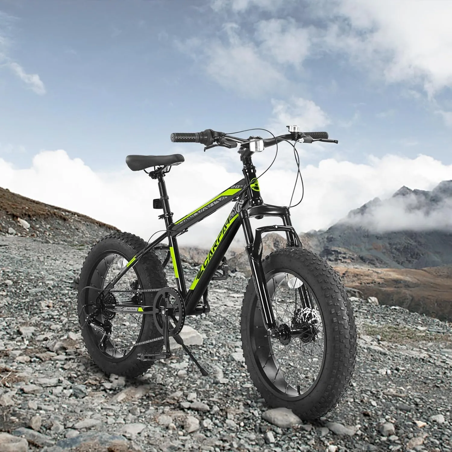 Ecarpat 20/24/26 Inch Fat Tire Mountain Bikes 7-Speed with Mechanical Disc Brakes Front Suspension, Mens Womens All Terrain Mountain Winter Snow Bicycles