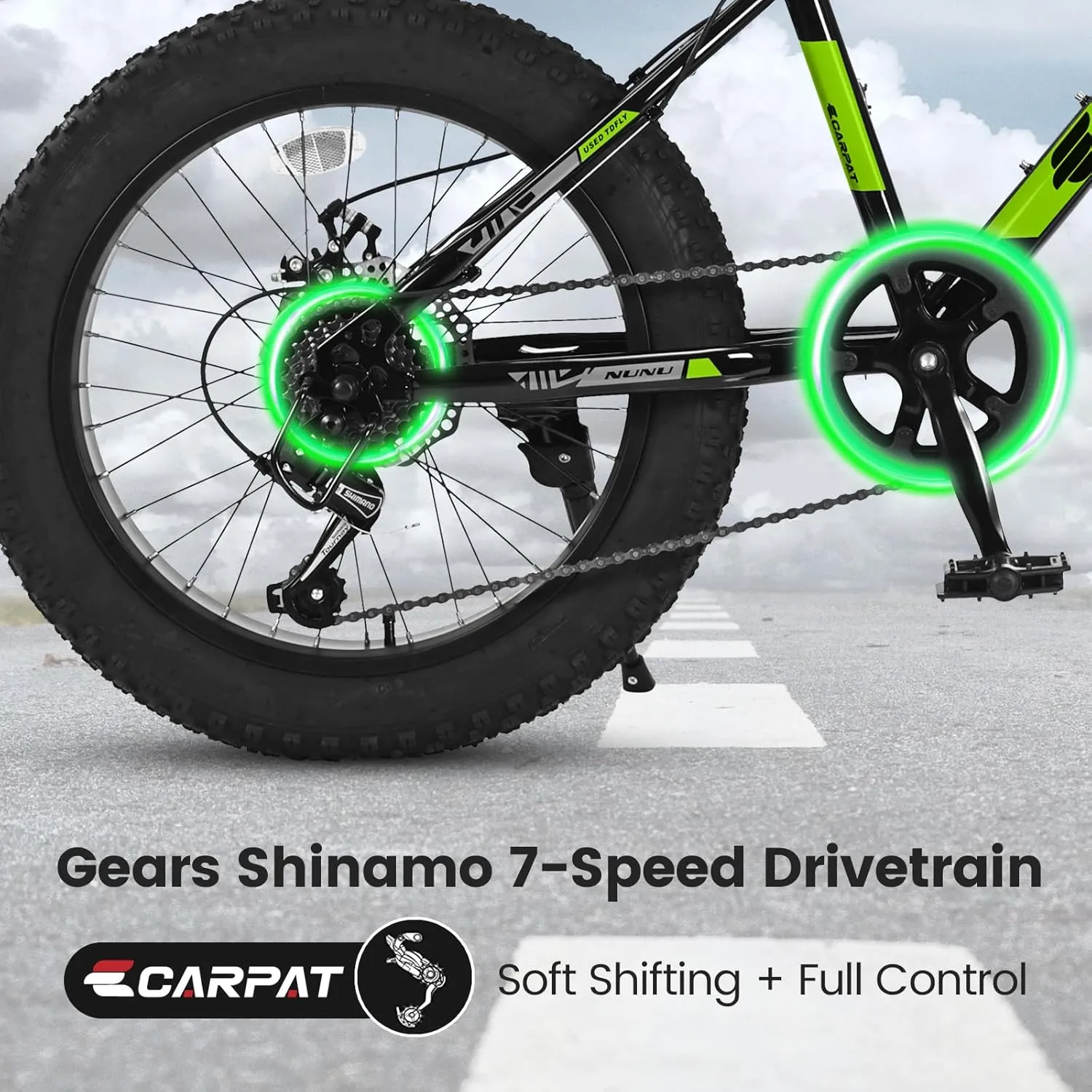 Ecarpat 20/24/26 Inch Fat Tire Mountain Bikes 7-Speed with Mechanical Disc Brakes Front Suspension, Mens Womens All Terrain Mountain Winter Snow Bicycles