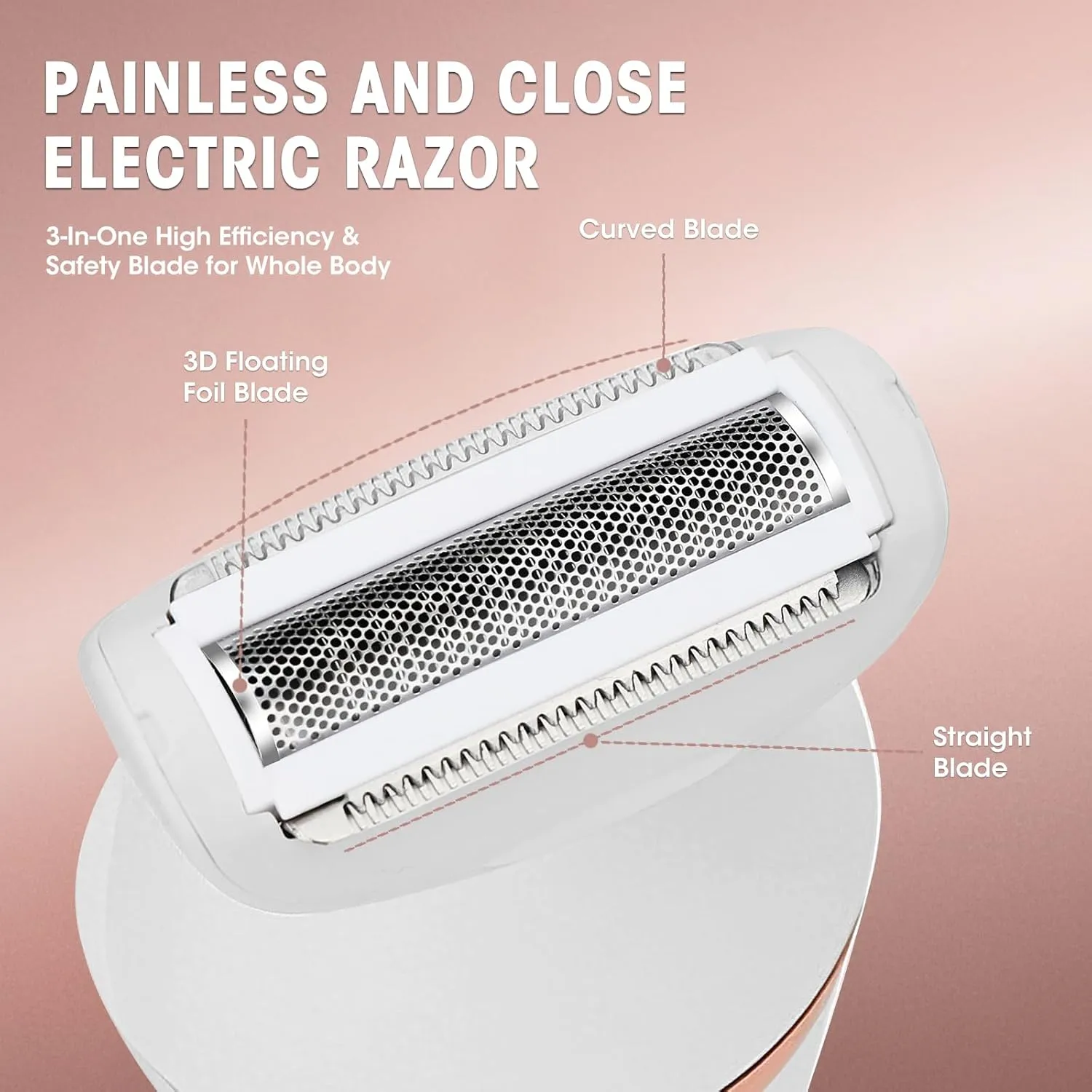 Electric Shavers for Women, 4 in 1 Hair Removal Kit with Epilator Bikini Trimmer Face Razor Body Brush Face Massager Foot Callus Remover, IPX7 Waterproof Lady Razors Set for Legs Armpit Bikini Pubic
