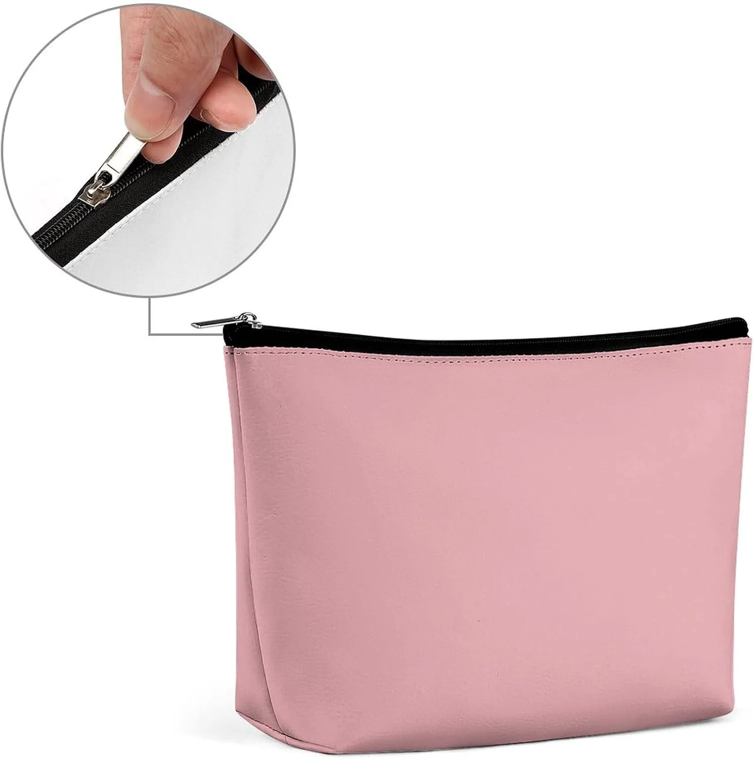 Elegant Makeup Bag, Blush Rose Pink Solid Color Classic Elegant Cosmetic Bag Large Capacity Pouch Portable Organizer for Men & Women