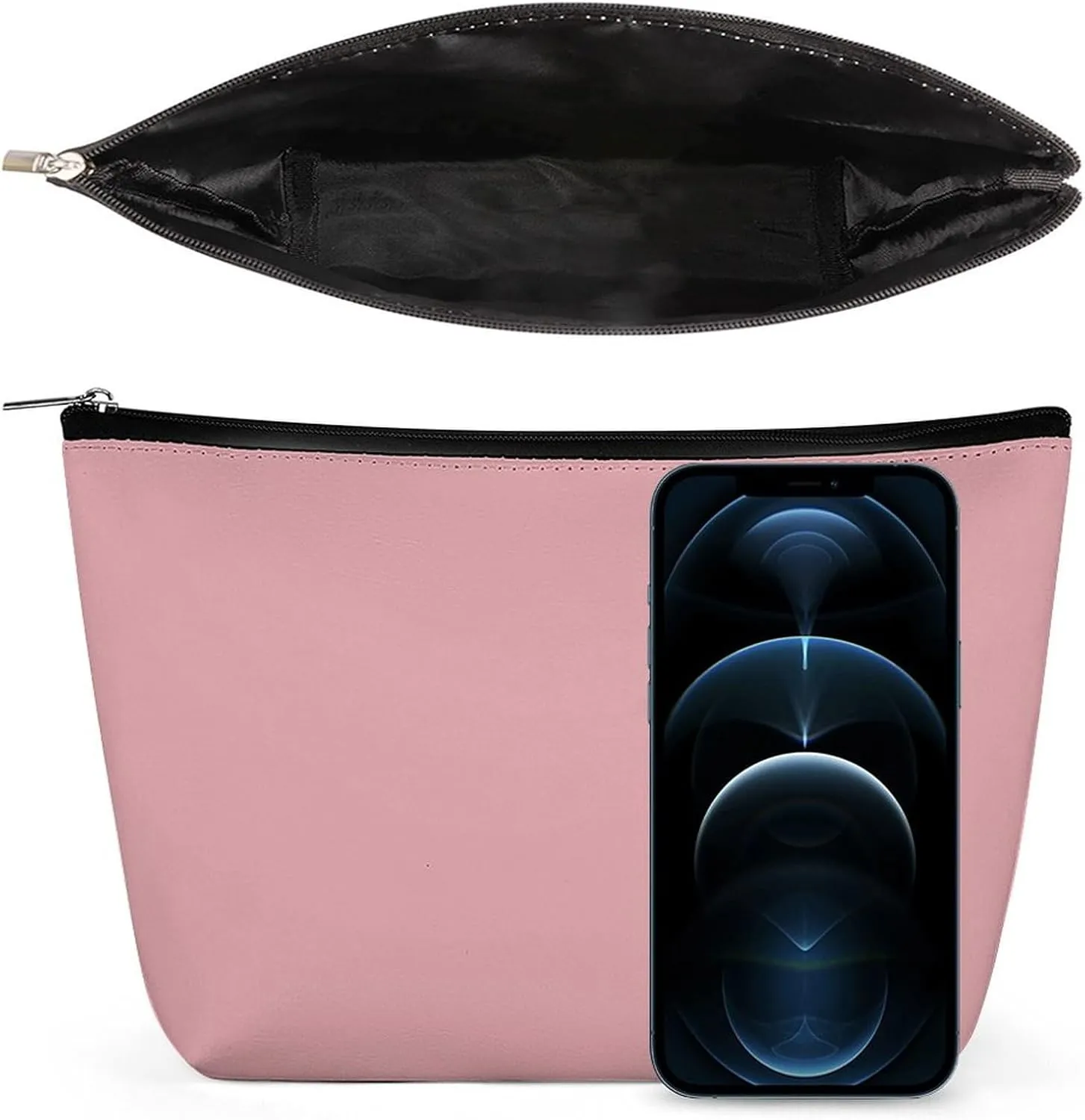 Elegant Makeup Bag, Blush Rose Pink Solid Color Classic Elegant Cosmetic Bag Large Capacity Pouch Portable Organizer for Men & Women