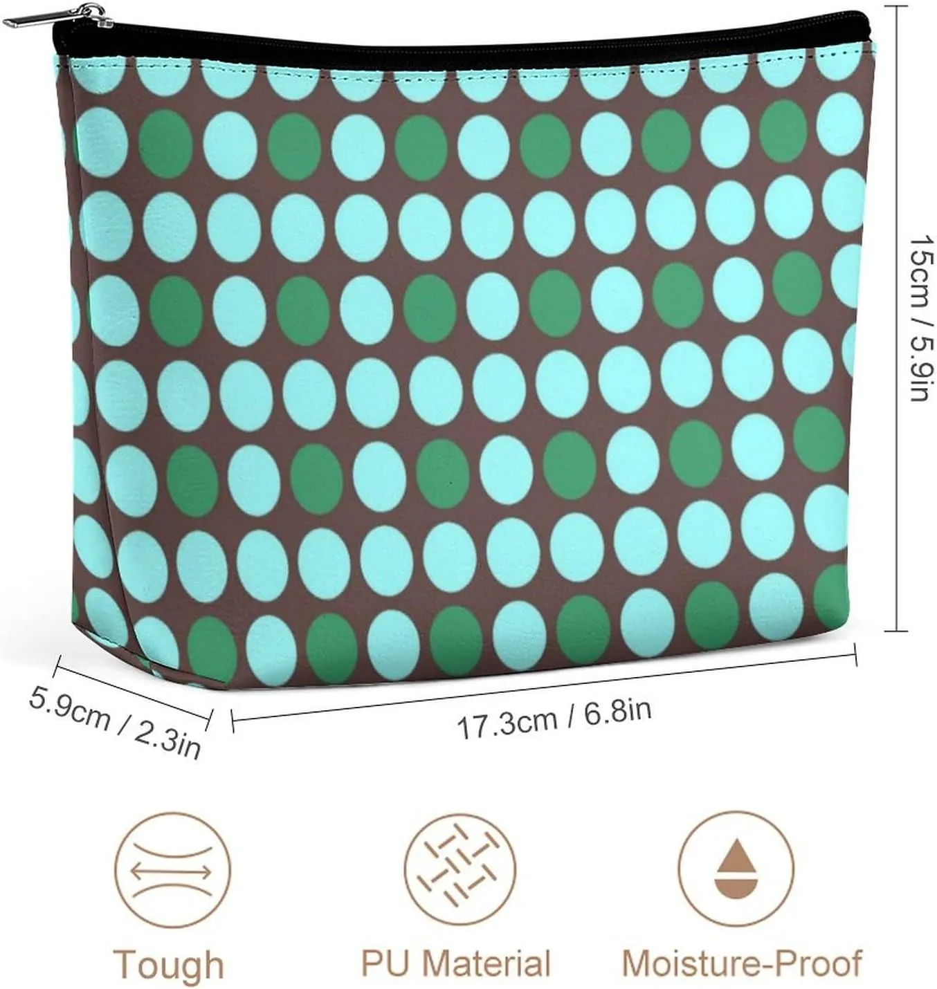Elegant Makeup Bag, Dots Pattern Cosmetic Bag Large Capacity Pouch Portable Organizer for Men & Women