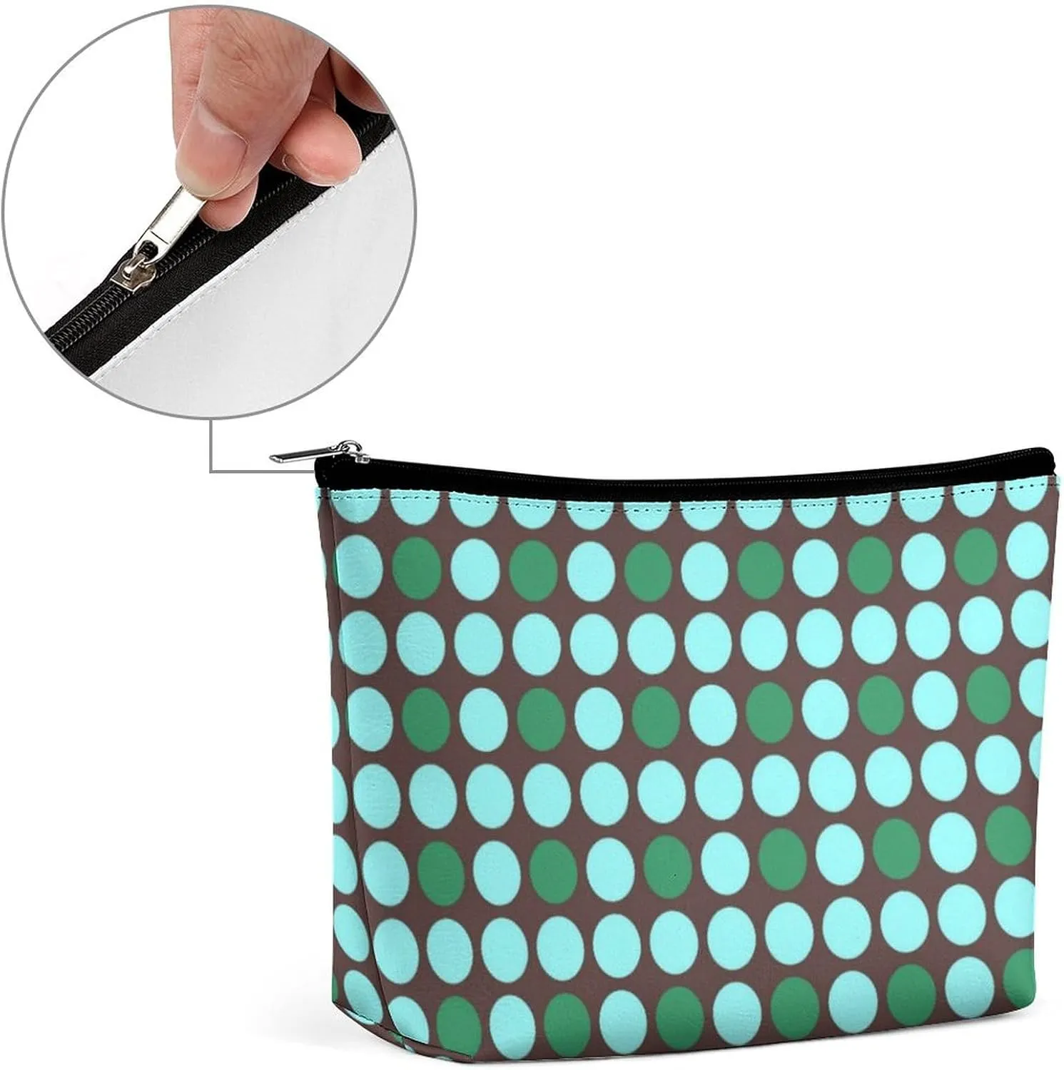 Elegant Makeup Bag, Dots Pattern Cosmetic Bag Large Capacity Pouch Portable Organizer for Men & Women