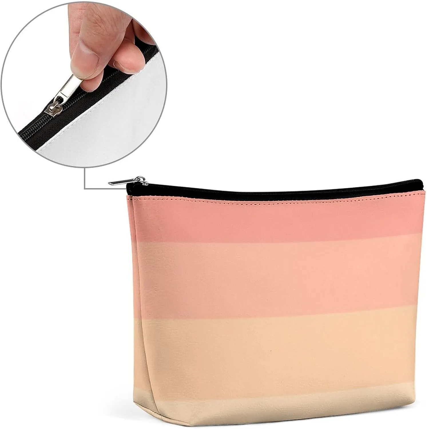 Elegant Makeup Bag, Girly Chic Peach Classic Cosmetic Bag Large Capacity Pouch Portable Organizer for Men & Women