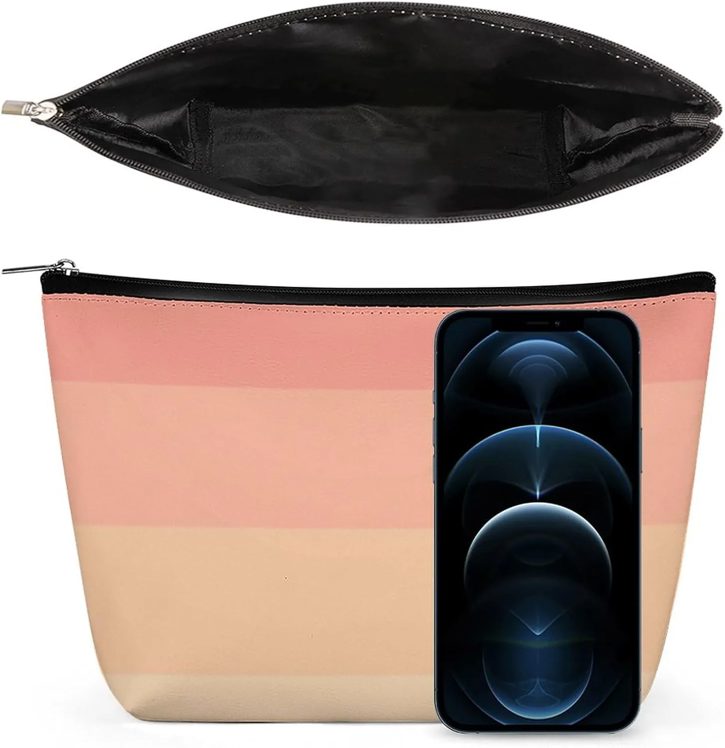 Elegant Makeup Bag, Girly Chic Peach Classic Cosmetic Bag Large Capacity Pouch Portable Organizer for Men & Women
