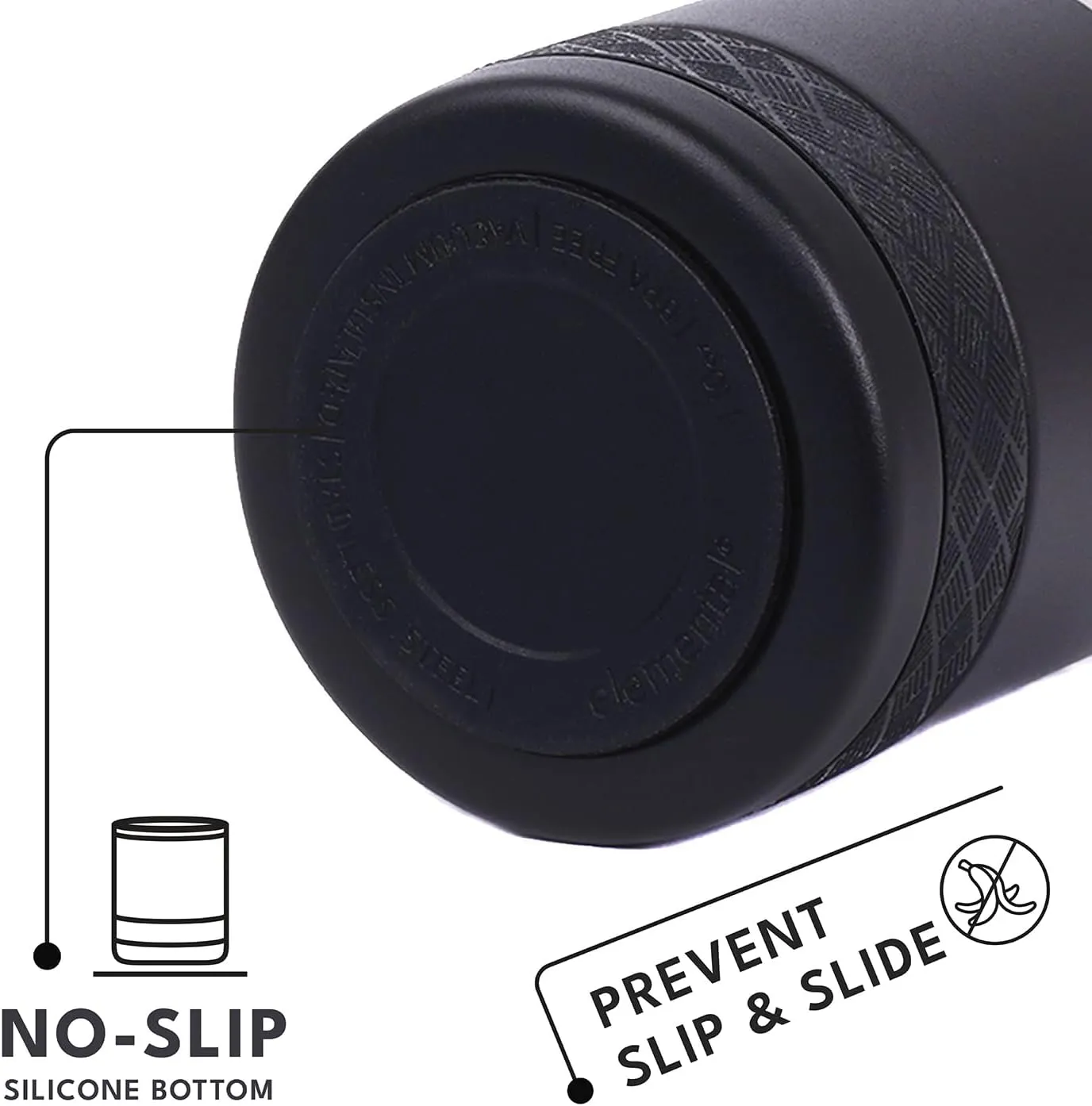 Elemental Recess Lowball Tumbler Set of 2, 10oz Triple Wall Stainless Steel Cup with Non-Shattered Tritan Lid, Insulated Whiskey Glass, Insulated Coffee Tumbler Mug for Hot & Cold Drinks - Black