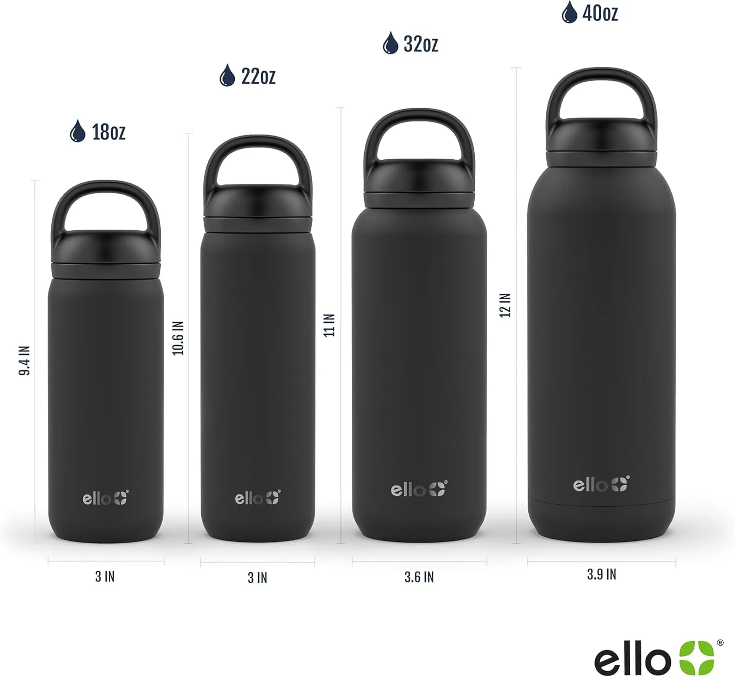 Ello Cooper Twist 18oz Kids Stainless Steel Water Bottle with Chug Lid | Leak Proof Double Walled and Vacuum Insulated | Fits Car Cupholder | Built in Carry Loop | Dishwasher Safe | Gray