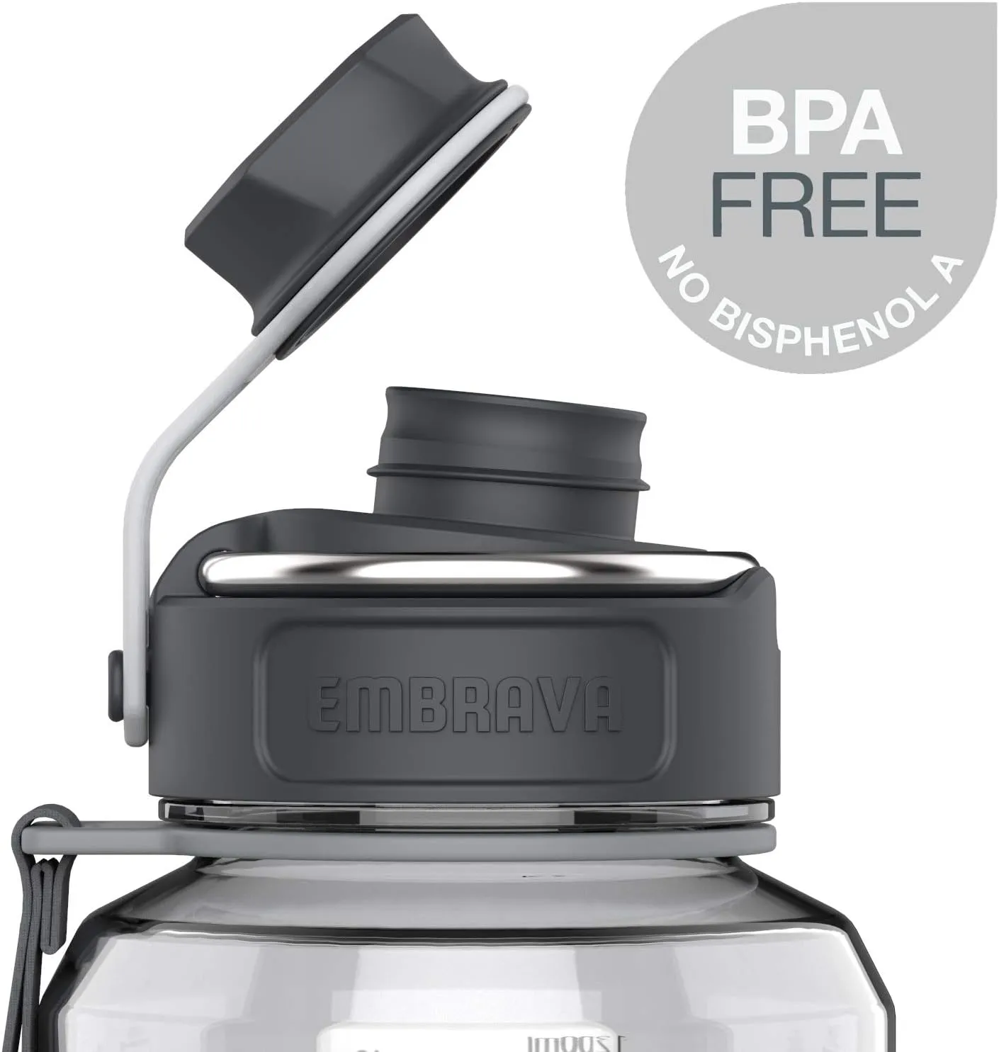 Embrava 40oz Water Bottle - Large with Travel Carry Ring - Wide Leak Proof Drink Spout - Heavy-Duty, BPA & BPS Free Tritan Plastic - Best for Sports, Hiking, Gym, Men & Women
