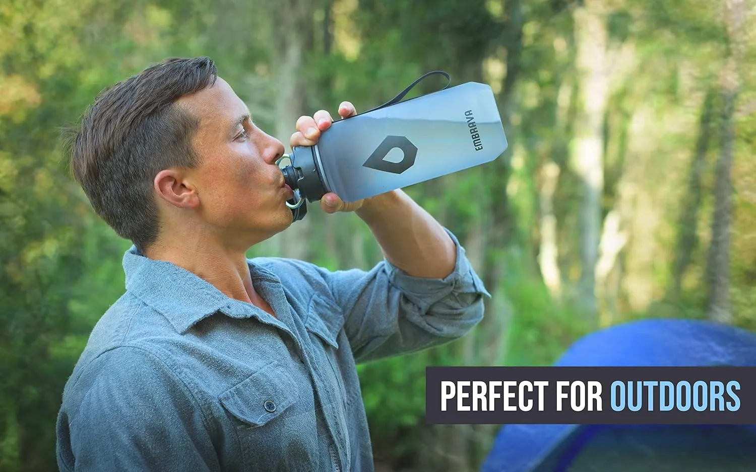 Embrava 40oz Water Bottle - Large with Travel Carry Ring - Wide Leak Proof Drink Spout - Heavy-Duty, BPA & BPS Free Tritan Plastic - Best for Sports, Hiking, Gym, Men & Women