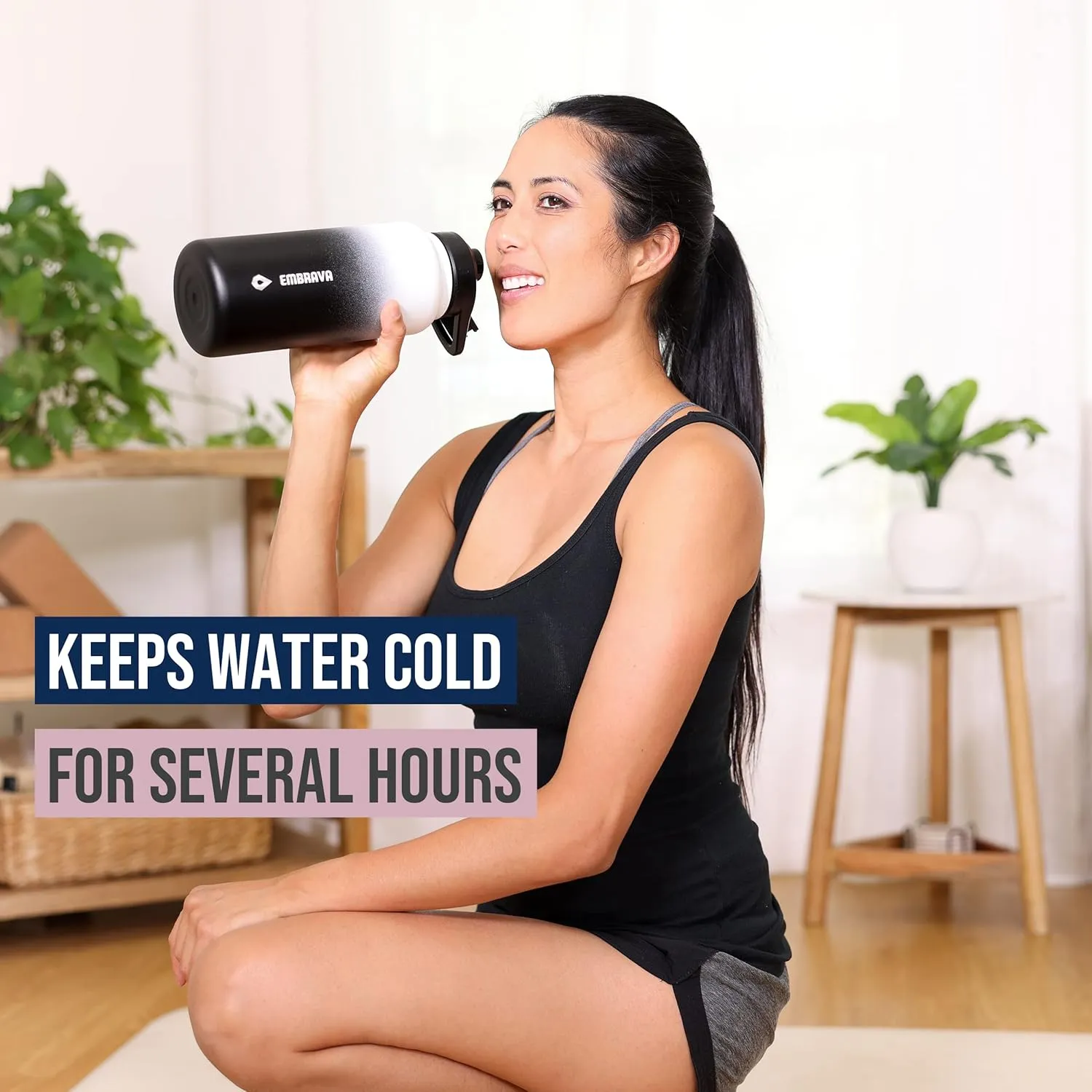 Embrava Insulated Sports Water Bottle - 32oz - Quick Open Lid for Gym, Workouts and Outdoors - Leak Proof - BPA & BPS Free - Double Walled & Stainless Steel