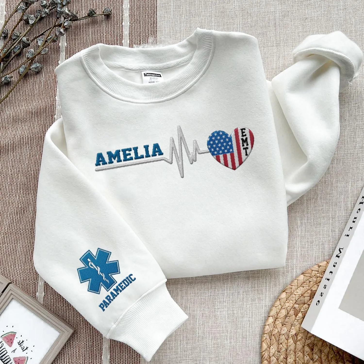 Embroidered EMT EMS Sweatshirt Custom Paramedic Shirt Emergency Medical Services Hoodie