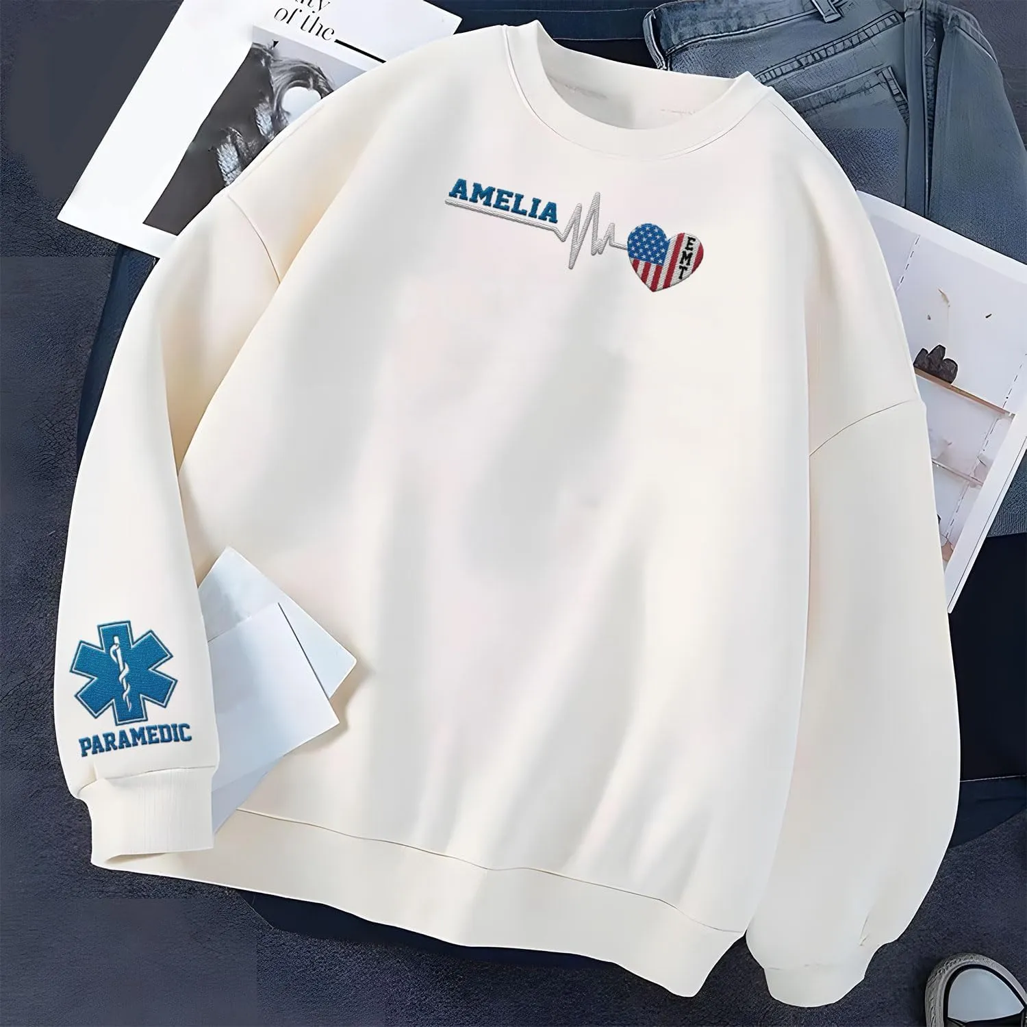Embroidered EMT EMS Sweatshirt Custom Paramedic Shirt Emergency Medical Services Hoodie