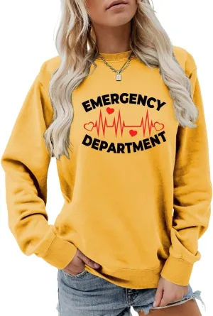 Emergency Department Sweatshirt Emergency Room Healthcare Nursing Sweater Women Funny Crewneck ER Nurse Shirt Gifts