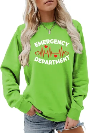 Emergency Department Sweatshirt Emergency Room Healthcare Nursing Sweater Women Funny Crewneck ER Nurse Shirt Gifts