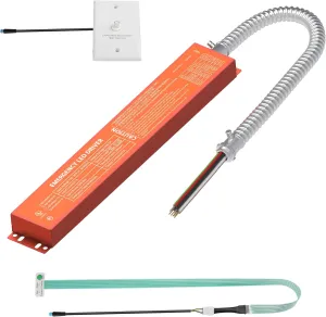 Emergency LED Driver 20W, Rechargeable Battery Backup Driver 100V-347VAC, LED Emergency Driver for Less than155W Dimmable LED Troffer Panel and Linear Fixtures, Over 90mins Emergency Time, UL Listed