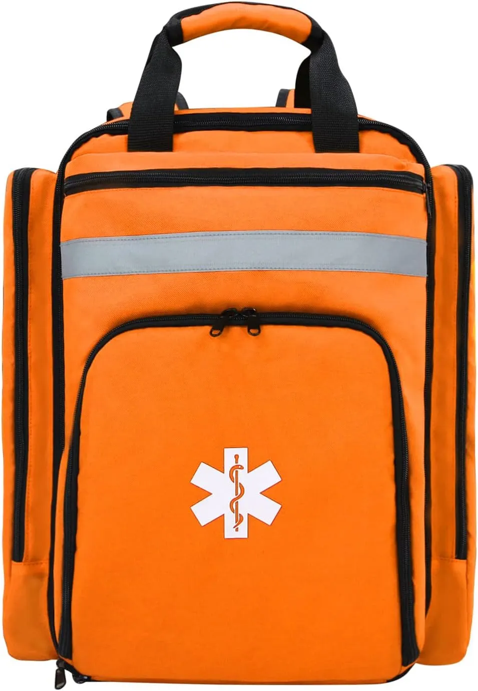 Emergency Medical Backpack,First Aid Bag Empty,First Responder Trauma Bag with Reflective,Large Capacity First Aid Medical Back Pack Bag(Bag Only) (Orange)