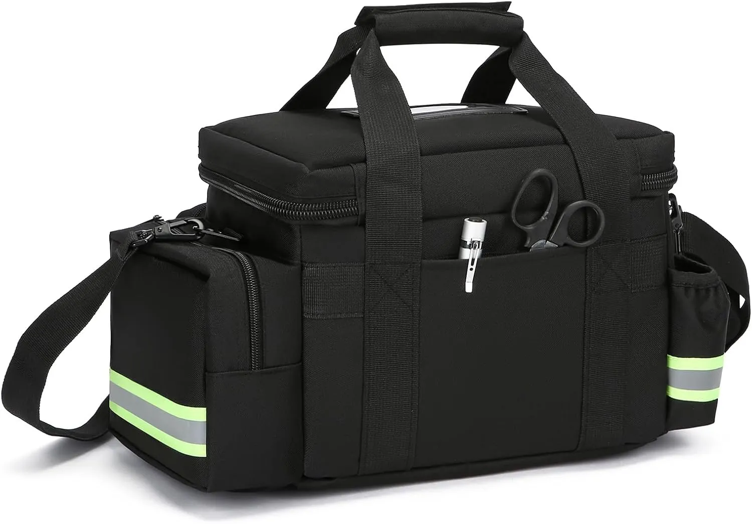 Emergency Medical Trauma Bag Empty,Deluxe Large First Aid Bag with Detachable Dividers Ideal for EMT, EMS, Home Health Care (Green)