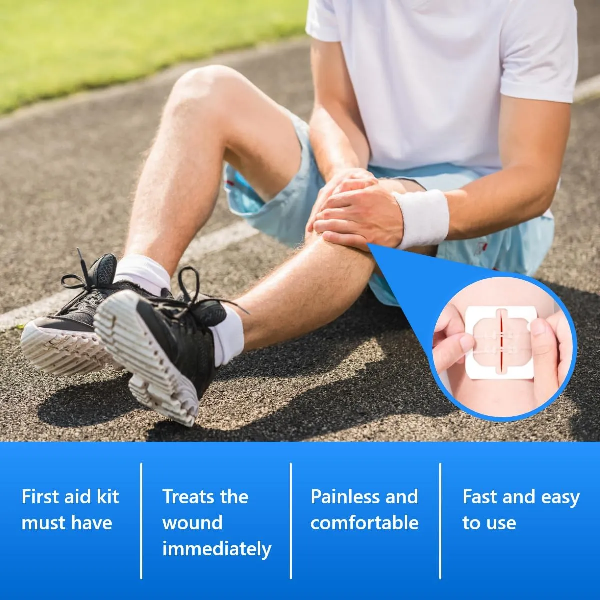 Emergency Wound Closures 4 Pcs Zipper Bandages Painless Zip Sutures Laceration Repair Without Stitches Adhesive Bandages for Wound Care & First Aid