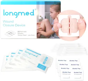 Emergency Wound Closures 4 Pcs Zipper Bandages Painless Zip Sutures Laceration Repair Without Stitches Adhesive Bandages for Wound Care & First Aid