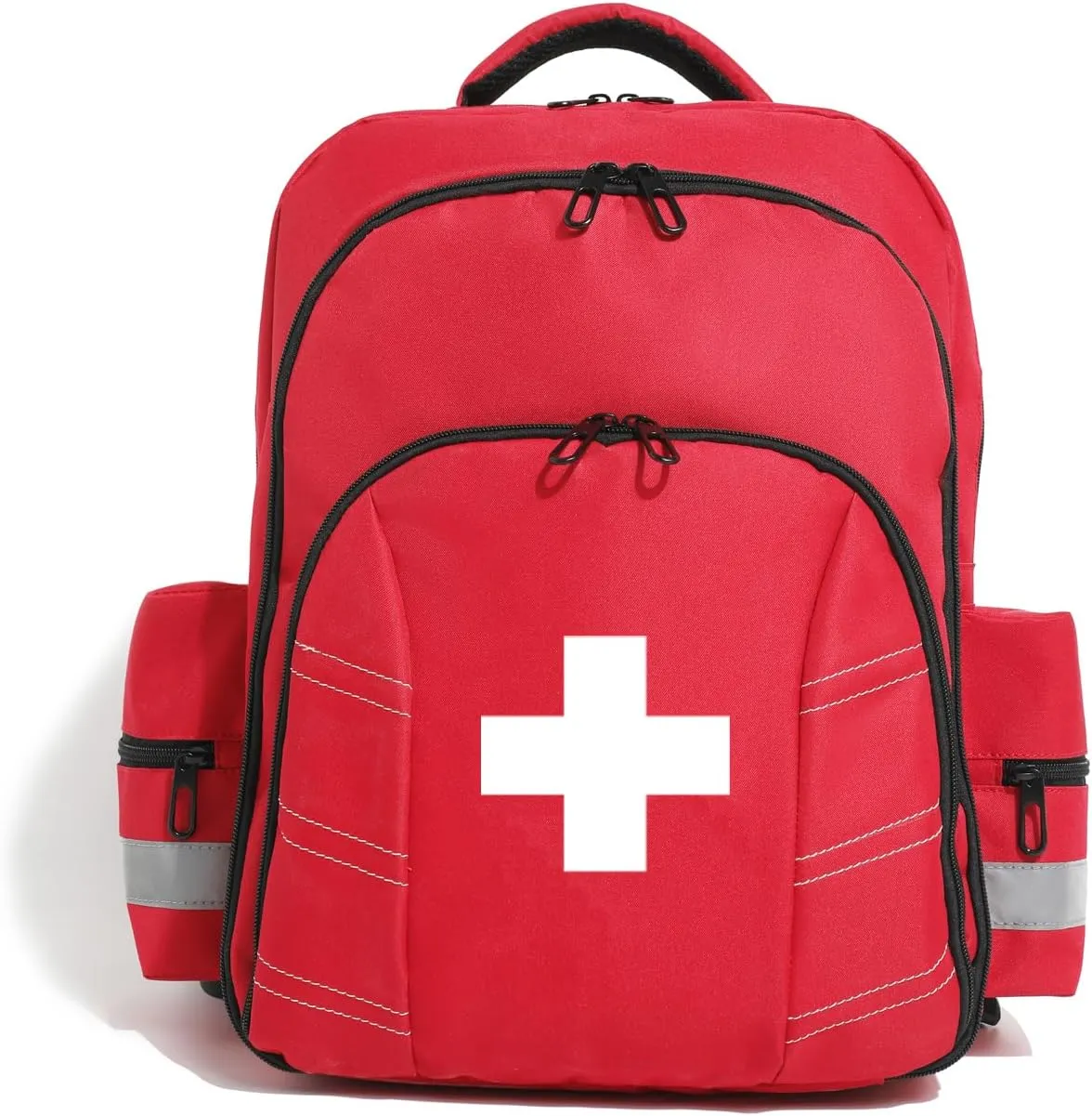 Empty First Aid Backpack Multi-Pocket Emergency Medical Organizer for First Responders Trauma Camping Hiking Travel Portable Red Trauma Bag (Bag Only)