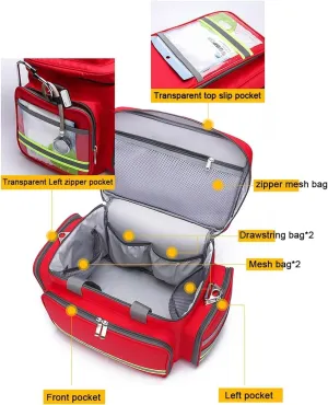 Empty First Aid Kit with Inner Dividers First Responder Bag Trauma Backpack Essential Survival Equipment for Home, Office, and Outdoor Adventures
