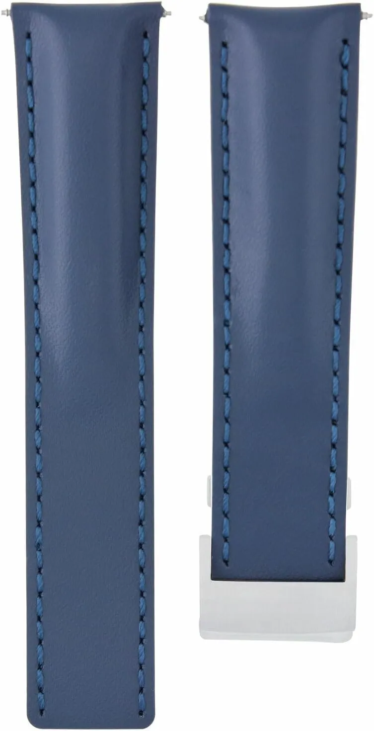 Ewatchparts 22mm Leather Watch Band Strap Smooth Compatible With Breitling Chrono 41 A17366D71O1S1 Bentley Blue