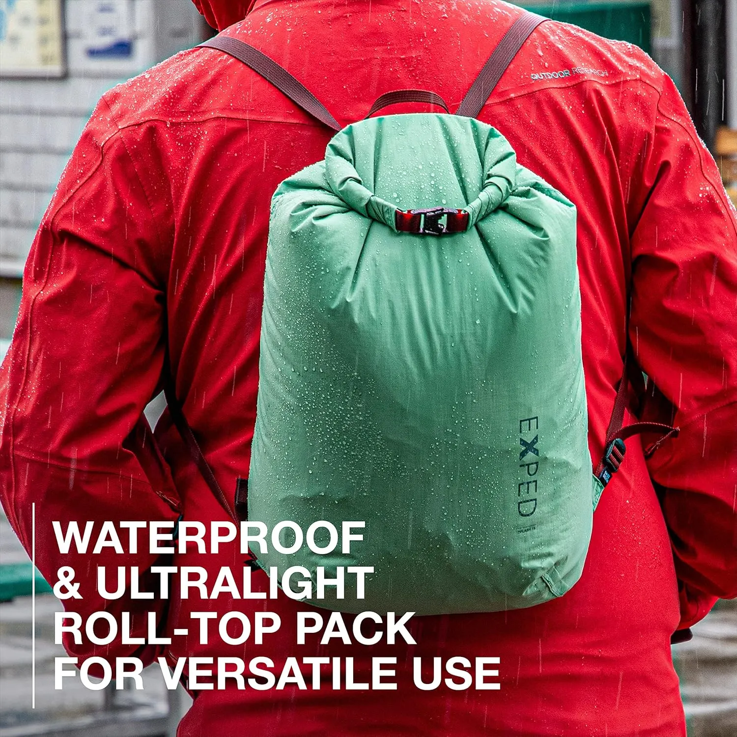 Exped Splash 15 Backpack | Extremely Versatile Pack | Light & Compact Rolltop Stuff Sack | Multi-Use Waterproof Daypack, Burgundy, 15L