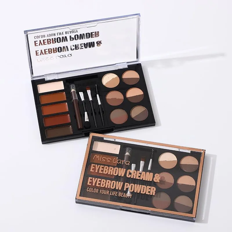 Eyebrow Powder Eyebrow Cream Eyebrow Pencil comprehensive plate waterproof and sweat free makeup multi-color eyebrow powder with brush for beginners, Composite order
