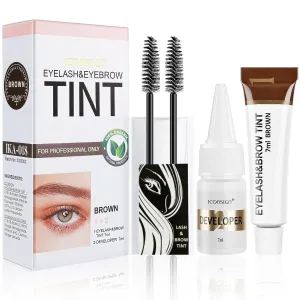 Eyelash & Eyebrow Kit, 2-In-1 Professional Lash & Brow Color Kit, Eye Brow and Eye Lash Coloring Set, Lasting for 4-6 Weeks Hair Color DIY for Salon & Home 7ml Brown/Light Brown