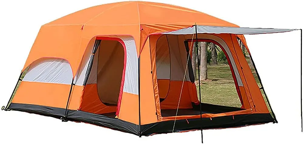 Family Tent Doble Layer Dome Tent Waterproof Camping Tent with 2 Extra Dark Sleeping Cabins for Outdoor Hiking Camping Climing (Orange 430 * 305 * 210cm(8) (Orange 430 * 305 * 210cm(8)