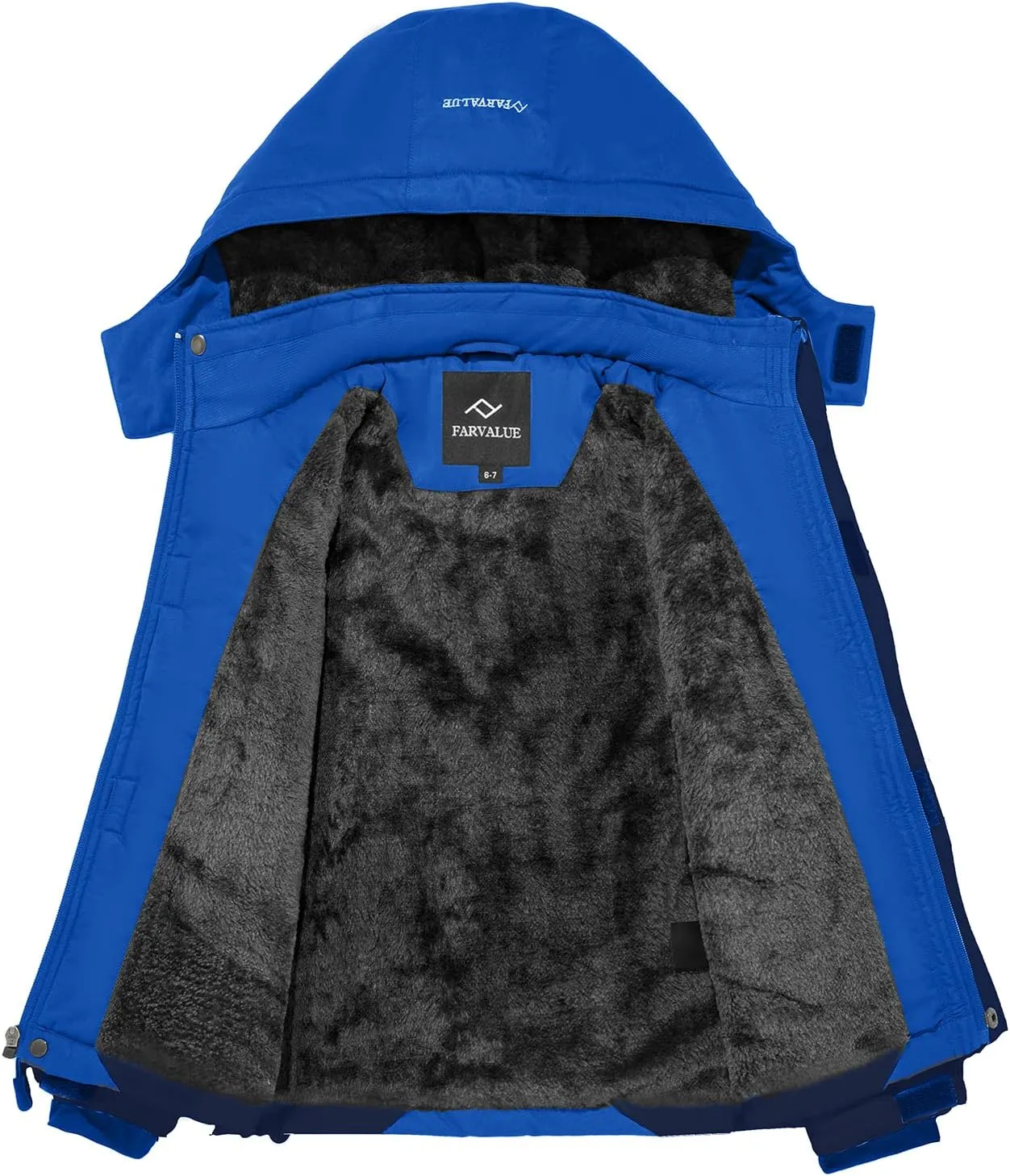 FARVALUE Boys Waterproof Ski Jacket Windproof Winter Coat Warm Snow Coat Outdoor Raincoats with Removable Hood