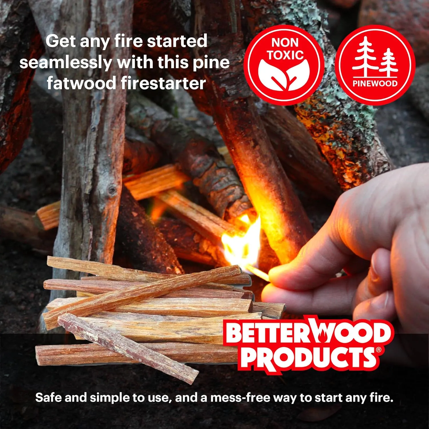 Fatwood Fire Starter Sticks, Fireplace & Campfires, 50 Lbs - Firewood Starters for Indoor and Outdoor Use - Ideal for BBQ, Camping, Stove, Pit and Chimney