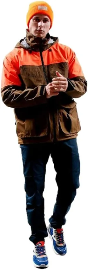 Filson Men's 3-Layer Feild Jacket, Dark Tan/Blaze Orange