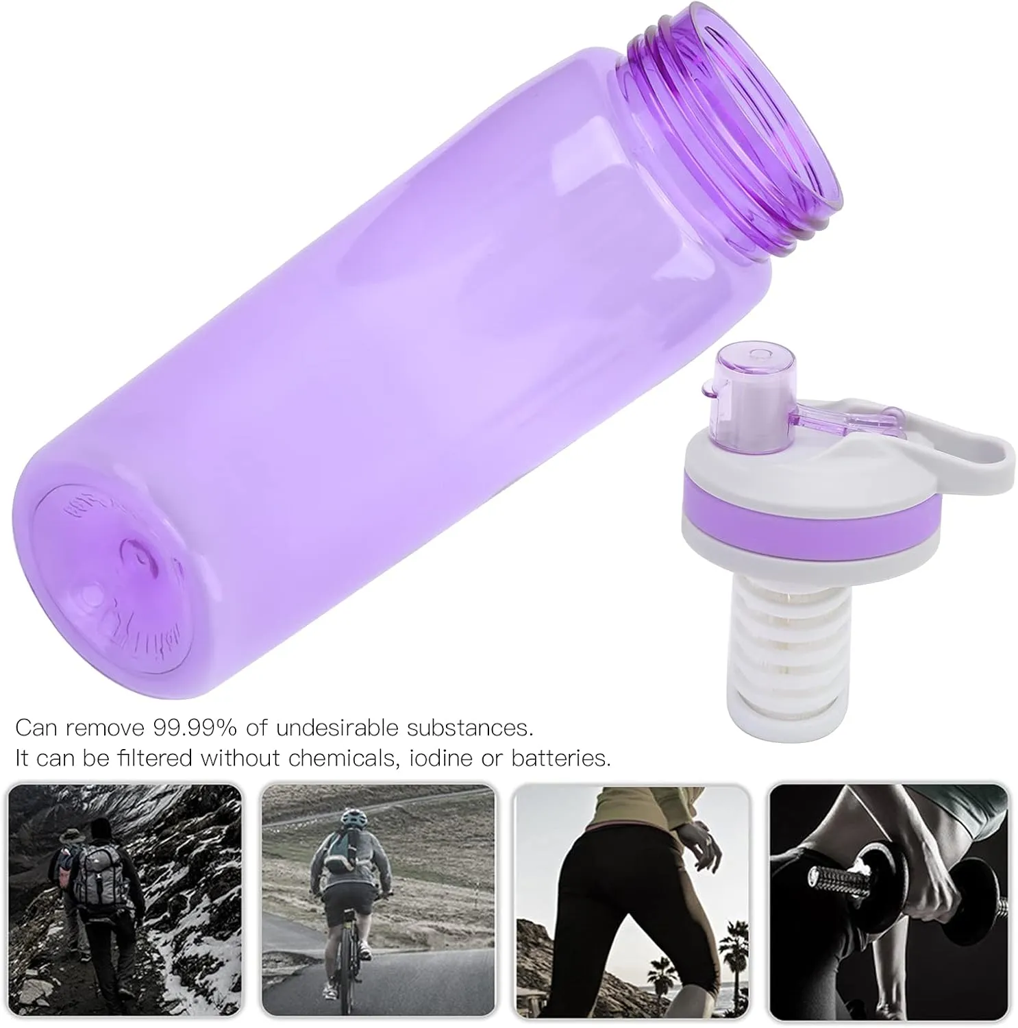 Filtered Water Bottle Portable Water Bottle with Filter for Safe and Clean Drinking Water