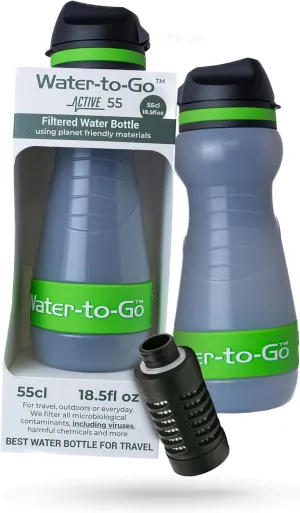 Filtration Bottle – Virus-Filtering Water Purification Bottle for Travel, Prevents Illness, Eco-Friendly Bioplastic, Leakproof, Small Size