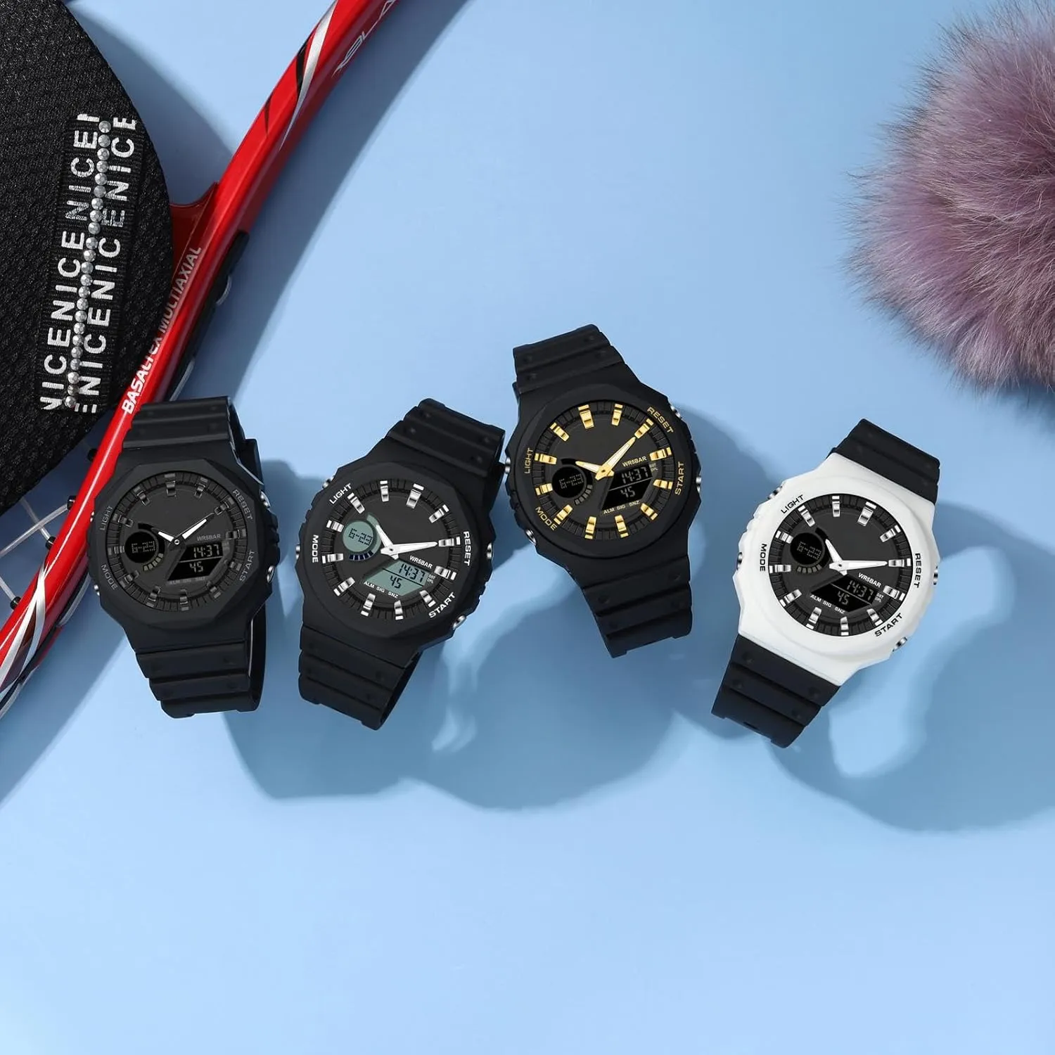findtime Black Unisex Watches Digital, Watches for Men Women Waterproof Sports Electronic Men's Wristwatches Reloj Deportivo para Hombre LED Stopwatch
