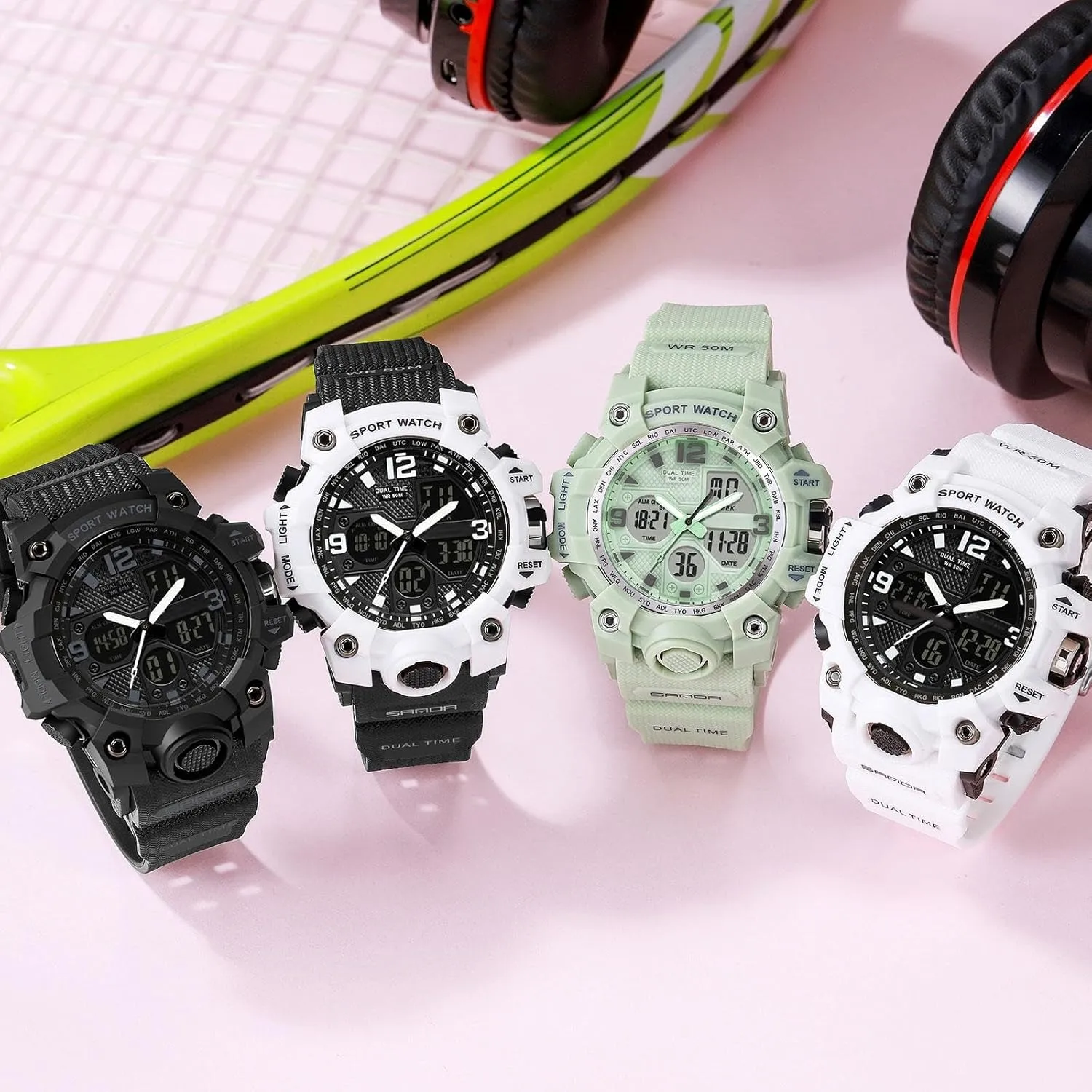 findtime Digital Watch Womens, Black Reloj para Mujer Waterproof Sports Running Watches for Women with 24 Hour Dual Time Stopwatch