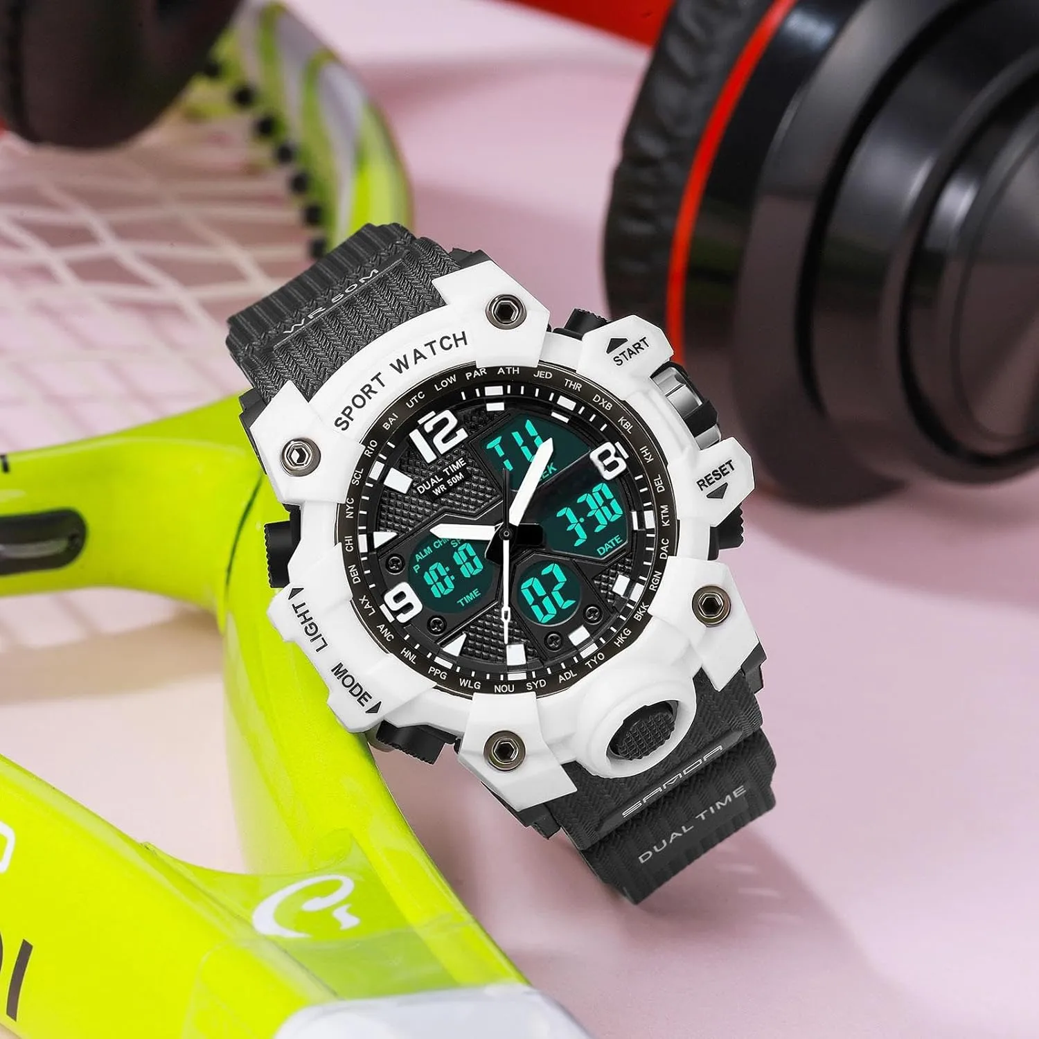 findtime Digital Watch Womens, Black Reloj para Mujer Waterproof Sports Running Watches for Women with 24 Hour Dual Time Stopwatch