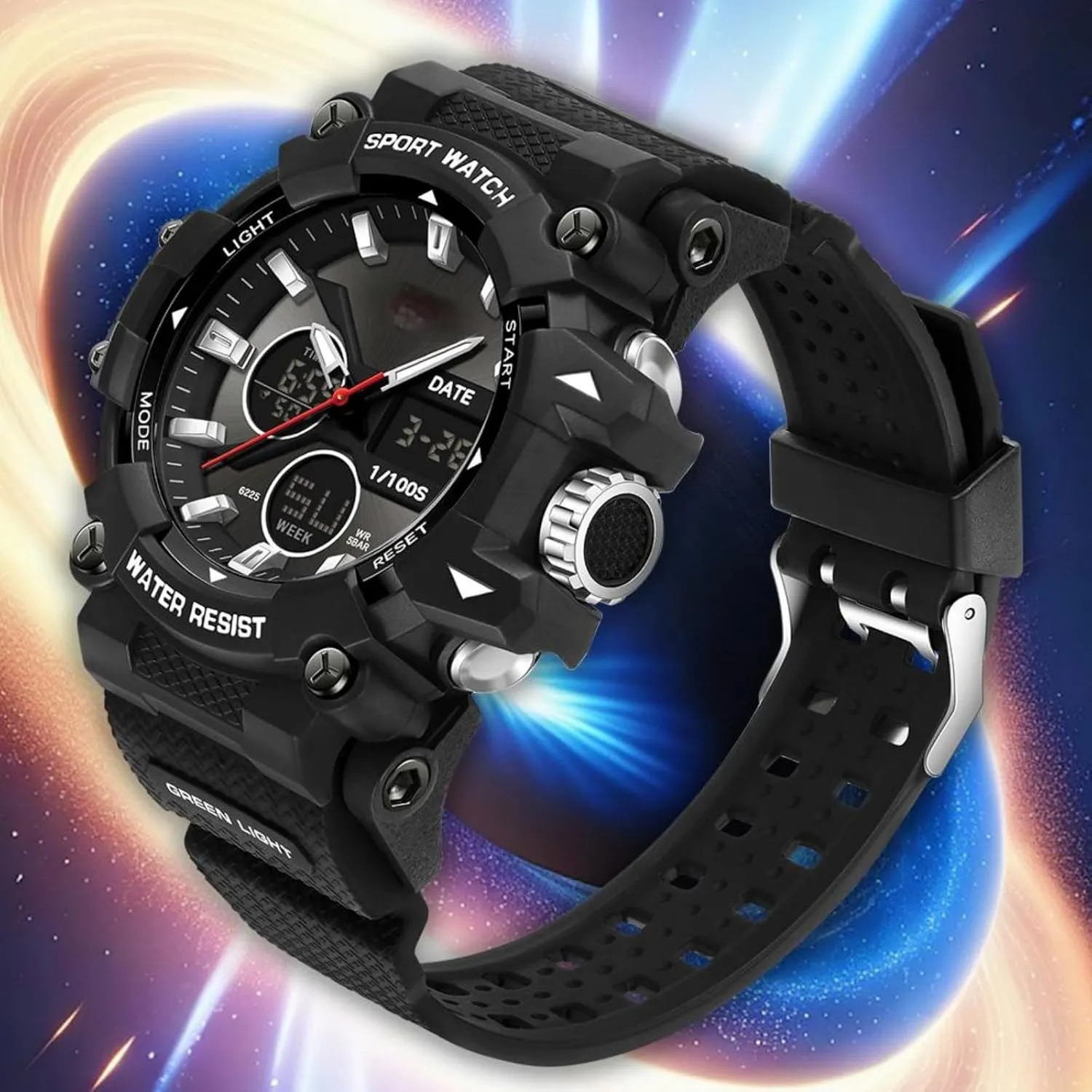 findtime Mens Watches Sports Outdoor Watch for Men with Date Analog Digital LED Backlight Wristwatch Waterproof