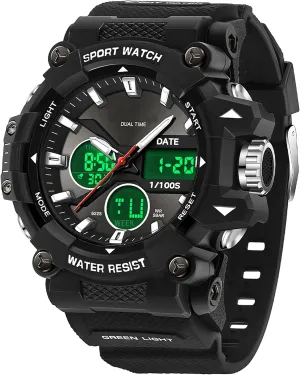 findtime Mens Watches Sports Outdoor Watch for Men with Date Analog Digital LED Backlight Wristwatch Waterproof