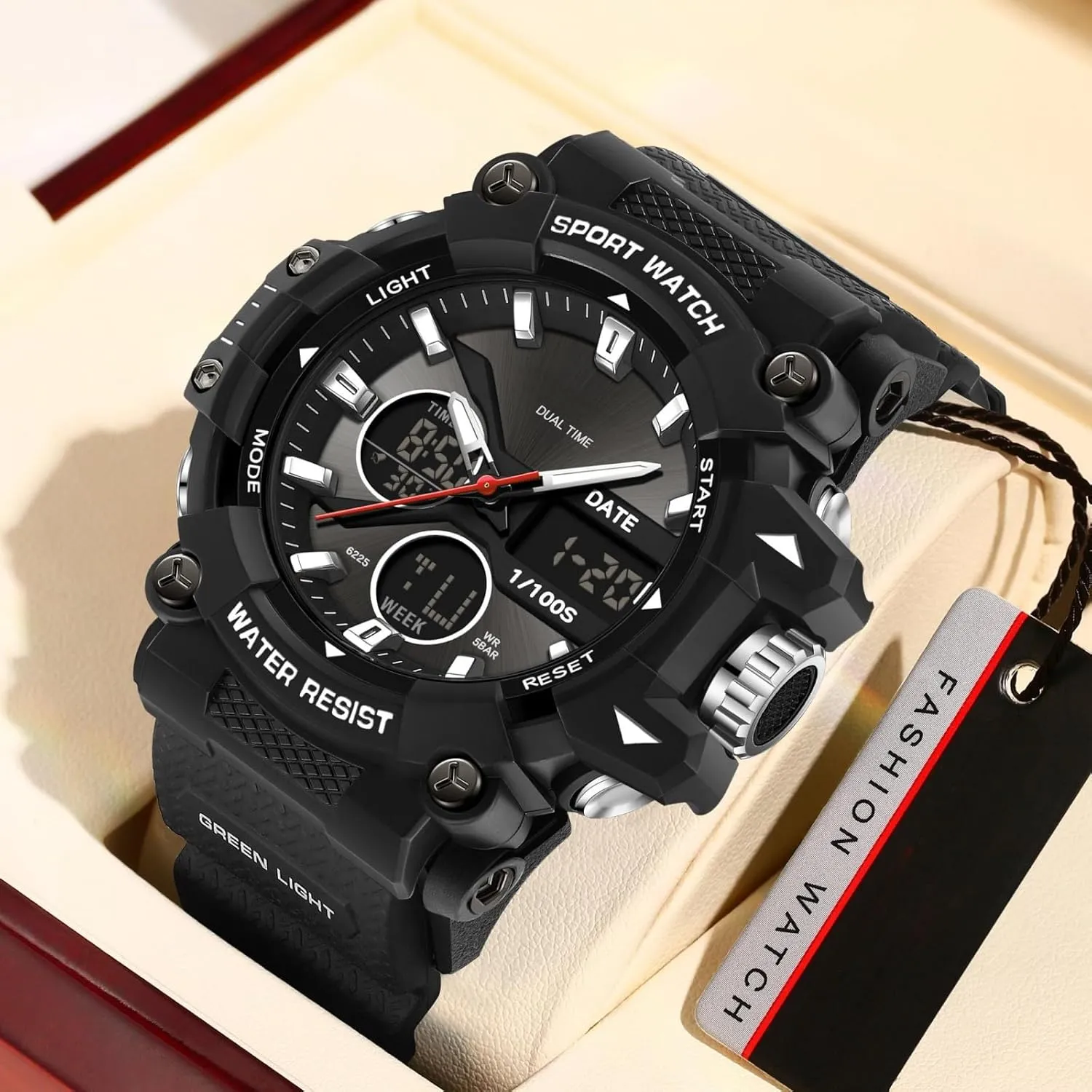 findtime Mens Watches Sports Outdoor Watch for Men with Date Analog Digital LED Backlight Wristwatch Waterproof