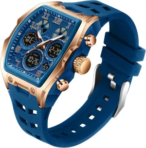 findtime Mens Watches Square Rectangle Dial Watch for Men Waterproof White Relojes para Hombres Punk Cool Design Chronograph Luminous Silicon Strap
