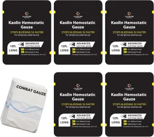 First Aid Advanced Quick Clotting Combat - Flexible Hemostatic - Stop The Bleed kit Faster Wound Packing with Quick Clotting Medical - Survival Kit Supplies - 3" x 12.5' (CT-Gauze) (CT-Gauze-5)