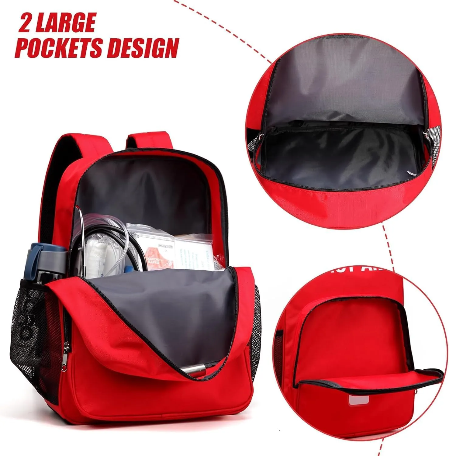 First Aid Backpack Emergency Medical Empty Waterproof Survival First Responder Trauma Bag Travel Home Outdoor Camping (red 5pc)